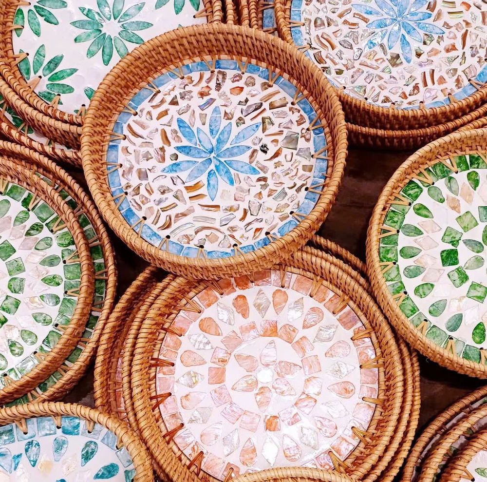 ベトナム 伝統の工芸品 籐 ( ラタン ) と螺鈿細工の融合 螺鈿細工ラタン達